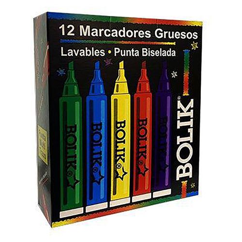 Marcadores Bolik gruesos lavables - 12 Uds