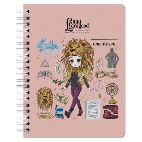 Cuaderno Nottas Espiral Hp Luna León Rayas - 100 Hojas