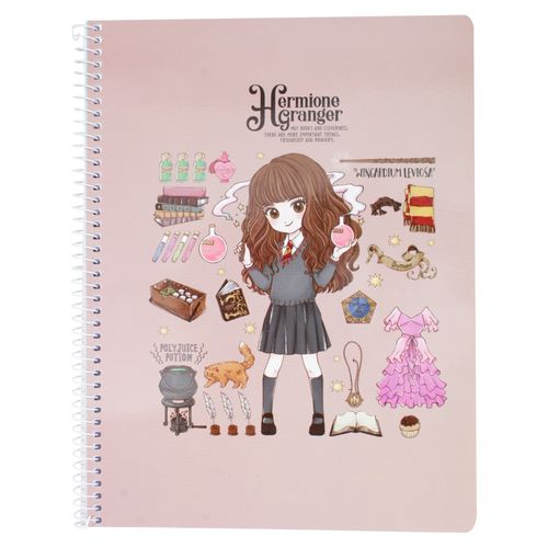 Cuaderno Nottas Espiral Hp Hermione Iconos Rayas - 100 Hojas