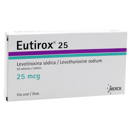 Eutirox Merck 25 Mcg 50 Tabletas - Precio indicado por tableta
