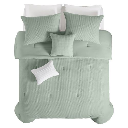 Edredón King, Hotel Style, color verde  -5 pzas