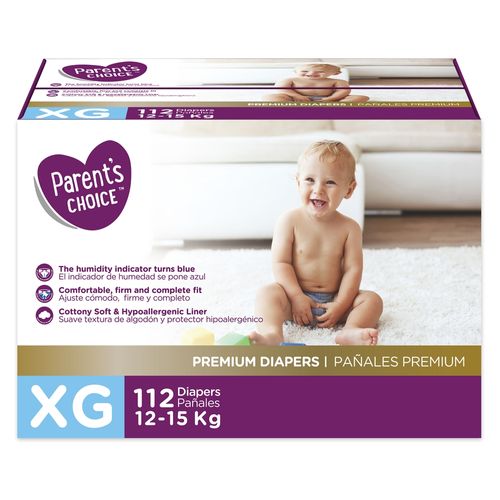 Pañales Desechable Marca Parents Choice, Premium Xg -112 Uds