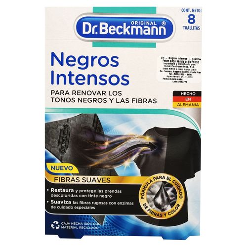 Toallitas Dr. Beckmann Negros Intensos  2 en 1  8 uds