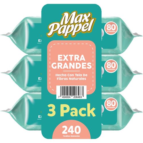 Toallitas Humedas Max Pappel 3 pack - 240 uds