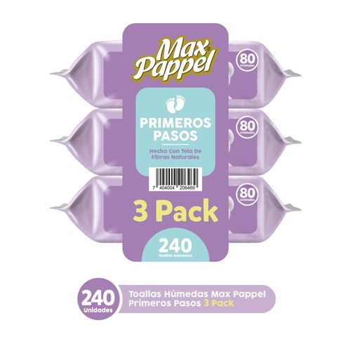 Toallitas Humedas Max Pappel Primeros pasos 3 pack - 240 uds