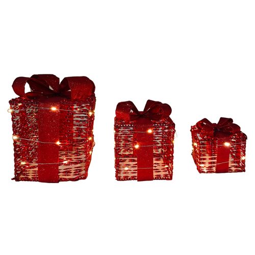 Regalos Holiday Time decorativos color rojo -3 uds