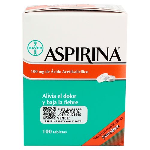 Aspirina Niños 100Mg - precio indicado por tableta