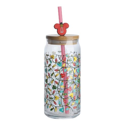 Vaso Disney Vidrio Tapa Y Pajilla 590Ml