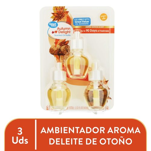 Aromatizante Marca Great Value Respuesto Autumn Delight 3 Pack -60 ml