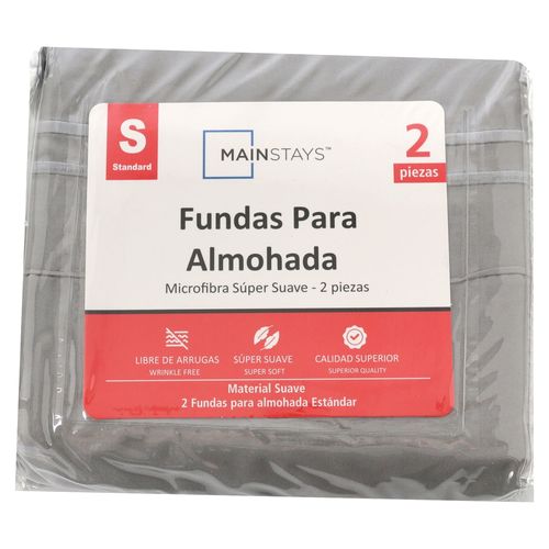 Set De 2 Fundas Mainstays Bordado Gris