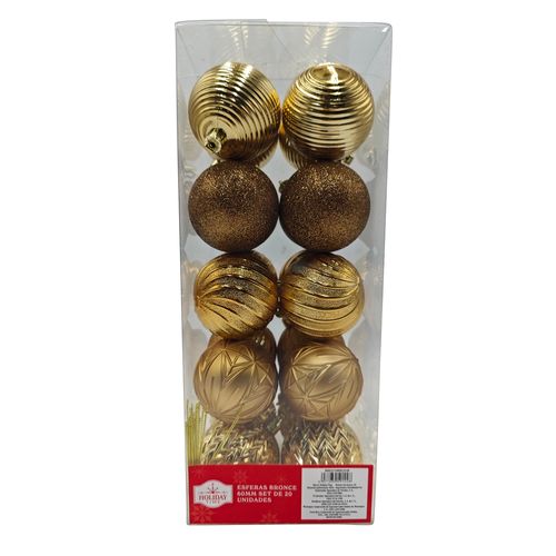 Esferas Holiday Time color bronce -60 mm/20 uds