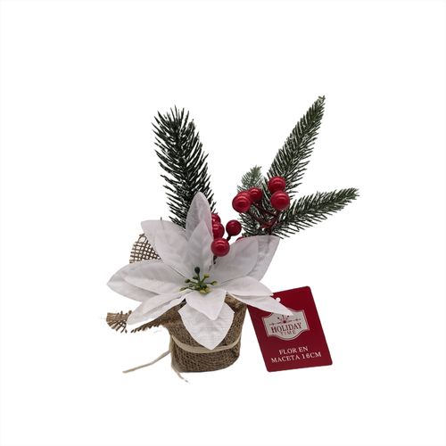 Flor Holiday Time color blanco en maceta -16 cm