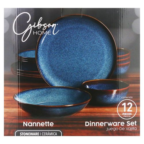 Vajilla Gibson Home, de cerámica color azul-12pzas