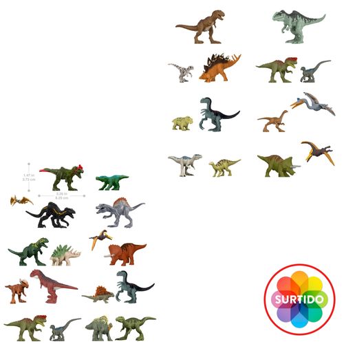Figura Mattel jurassic world mini dino coleccionable - 2 Pzas