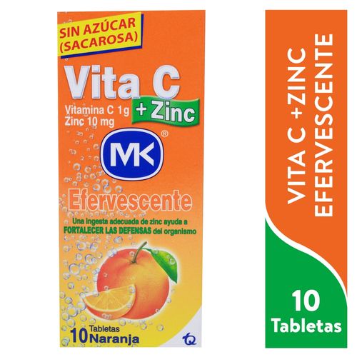 Vitamina C MK Zinc efervescente naranja -10 tabletas