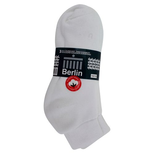 Calcetín Berlín Deportivo Para Caballero Corto, Color Blanco 3 Pack - Talla Única