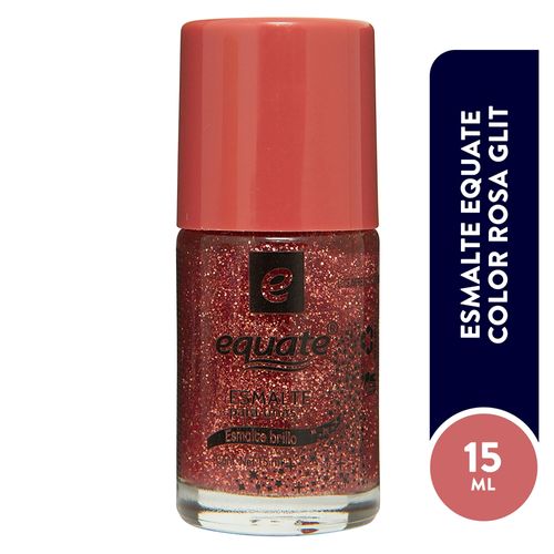 Esmalte Para Uñas Marca Equate Color Rosa Glit - 15 ml