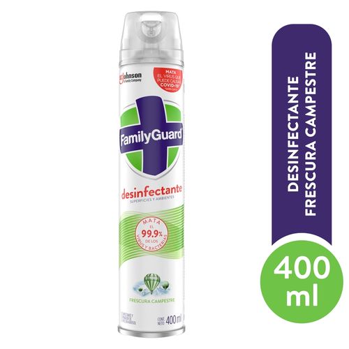 Desinfectante Family Guard aerosol superficies y ambientes frescura campestre - 400 ml