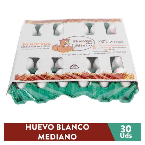 Huevo de Gallina De Mixco Blanco Mediano - 30 Unidades