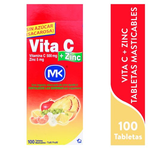 Vita C más Zinc MK masticable sabor tutti frutti - Precio indicado por tableta