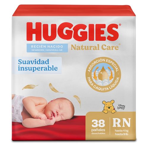 Pañales Huggies Natural Care Etapa 0/Recién Nacido Hipoalergénico, Hasta 4kg - 38Uds