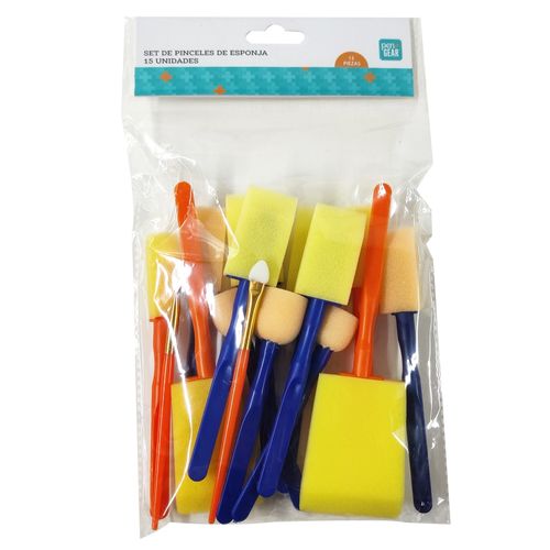 Pinceles Pen + Gear de esponja - 15 Uds