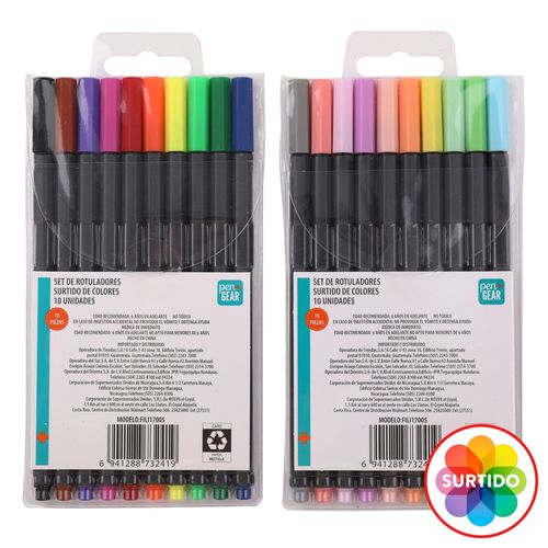 Rotuladores Pen + Gear de colores surtidos - 10 Uds