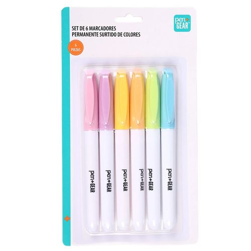 Marcadores Pen + Gear permanentes colores pastel - 6 Pzas