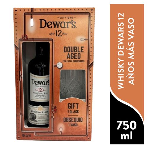 Whisky Dewars 12 Años Más Vaso - 750 ml