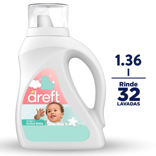 Detergente Líquido Dreft etapa 2: Bebe Activo, 32 lavadas, 46 oz