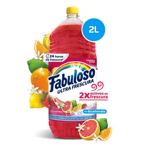 Desinfectante Multiusos Fabuloso Frescura Activa Antibacterial Bicarbonato Cítricos Y Frutas - 2Lt