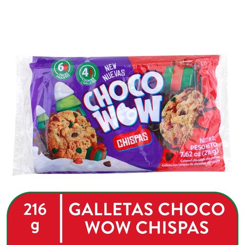 Galletas ChocoWow con Chispas de Chocolate Navideñas - 216 g