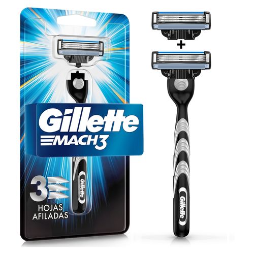 Kit Máquina Para Afeitar Recargable Gillette Mach3  1 Unidad + Repuestos - 2 Unidades