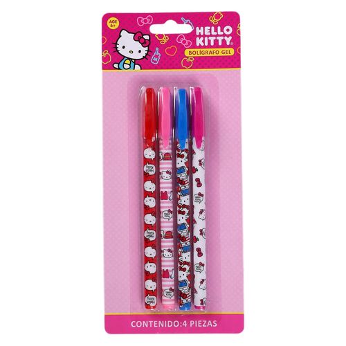 Bolígrafos Hello Kitty de gel con diseños -4 pzas