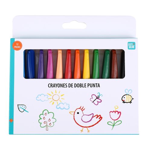 Crayones de cera Pen + Gear doble punta - 12 Pzas