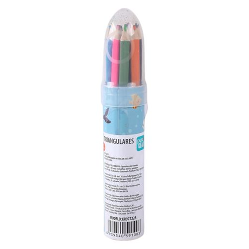 Lápices de color Pen + Gear triangulares en estuche - 12 Pzas