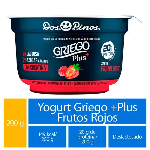 Yogurt Dos Pinos, Griego plus frutos rojos -200g