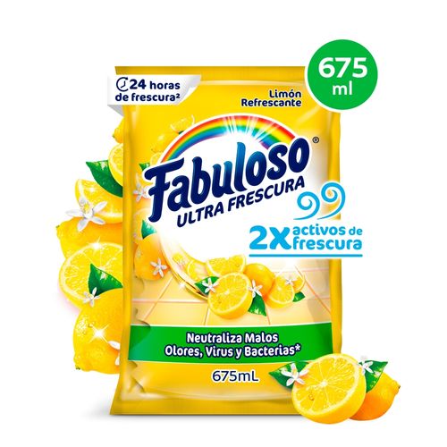 Desinfectante Antibacterial Fabuloso Frescura Activa Limón Refrescante Sachet - 675ml