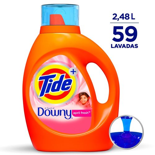 Detergente Líquido Tide April Fresh para Ropa Blanca y Color 59 Lavadas - 2,48 L