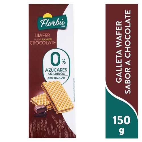 Galleta wafle Florbú sabor chocolate sin azúcar - 150 g