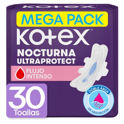 Toallas Femeninas Kotex Nocturna Ultraprotect -30 uds