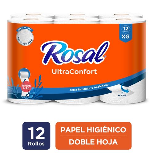 Papel Higiénico Rosal Naranja, Doble Hoja - 12Rollos