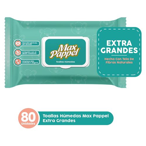 Toallitas Humedas Max Pappel Extra Grandes - 80 uds