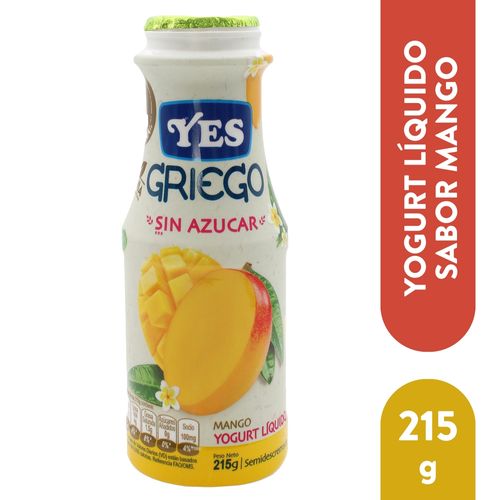 Yogurt Yes Líquido Griego Sin Azúcar Mango - 215gr