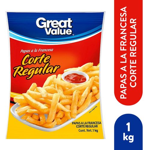 Papas a la francesa Great Value corte regular fritas congeladas - 1 kg