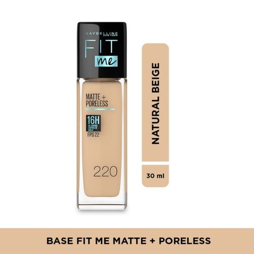 Base Fit Me Matte Poreless Maybelline NY Tono 220 Natural Beige 30 ml