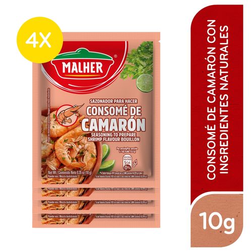 MALHER Consomé de Camarón 4 Sobres de 10g