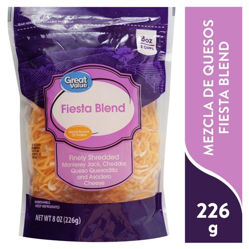 Queso Great Value rallado fiesta - 227 g