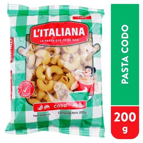 Pasta L'Italiana codos con vitaminas y hierro - 200 g