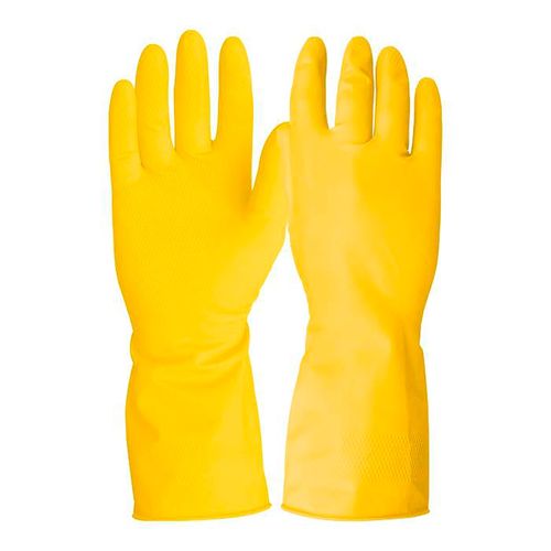 Guantes Para Uso Domestico De Latex Amarillo Marca Supermax - 1 Par Grande